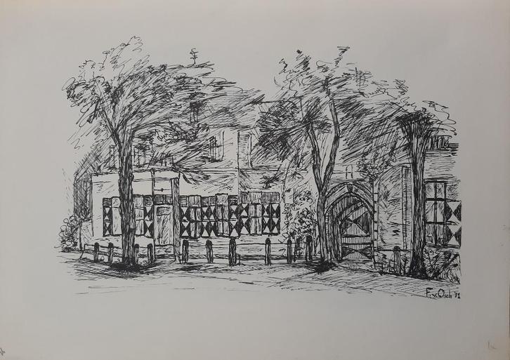 7 Pittoresk Karakteristieke Nostalgische Pentekeningen, Antiek en Kunst, Kunst | Tekeningen en Foto's, Ophalen