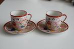 Twee antieke Japanse kopjes met schotels porselein, Antiek en Kunst, Antiek | Porselein, Ophalen of Verzenden