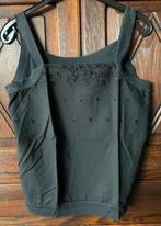 Zwarte top zonder mouw, open details rozen roosjes; 44, Kleding | Dames, Tops, Zwart, Maat 42/44 (L), Ophalen of Verzenden, Zo goed als nieuw