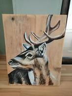 Handgemaakt Edelhert op Steigerhout - 40x50cm - Nieuwstaat, Ophalen of Verzenden