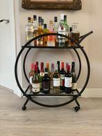 Ronde zwarte Drank trolley, Huis en Inrichting, Tafels | Sidetables, Ophalen, 50 tot 100 cm, Rond, Zo goed als nieuw