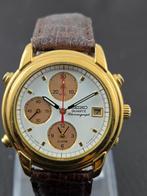 Vintage Seiko Crono alarm-chronograaf dress watch (1995) NOS, Seiko, Leer, Staal, Polshorloge