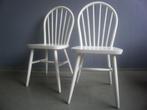 2x stoel: eettafel- bijzet- keuken- café- stoelen, witbeige, Gebruikt, Twee, Wit, Hout