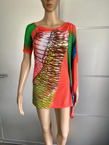 i484 Save the Queen maat M=38/40 top shirt blouse blauw/groe beschikbaar voor biedingen