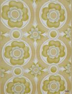 14014 geel 70s bloemen groovy vintage  retro behang swiet, Huis en Inrichting, Verzenden, Minder dan 10 m², Wit