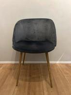 Twee stoelen grijs stof met houten poot, Huis en Inrichting, Stoelen, Ophalen, Twee, Zo goed als nieuw, Stof
