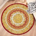 Rood Wit Goud Bloemen Barok Rond Vloerkleed Kleed Tapijt, 100 tot 150 cm, Verzenden, Rood, Rond