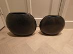 Set van 2 zwarte smalle vazen, Huis en Inrichting, Woonaccessoires | Vazen, Ophalen of Verzenden, Zo goed als nieuw, Zwart, Minder dan 50 cm
