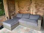 Loungeset - Wicker - Bank en Hocker, Ophalen, Gebruikt, 3 zitplaatsen, Loungeset