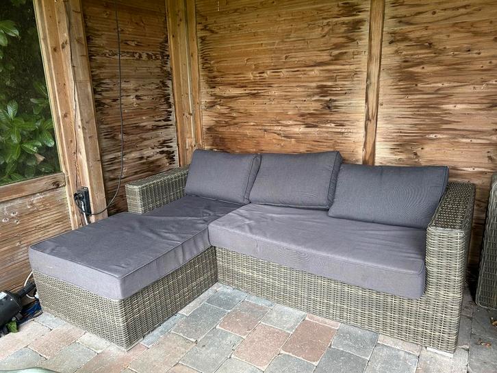 Loungeset - Wicker - Bank en Hocker, Tuin en Terras, Tuinsets en Loungesets, Gebruikt, Loungeset, Wicker, 3 zitplaatsen, Bank