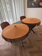 Vintage Lampenkappen Beige Bruin met franjes jaren 60/70, Huis en Inrichting, Lampen | Lampenkappen, Ophalen of Verzenden, Zo goed als nieuw