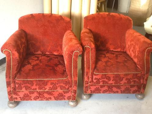 2 Fauteuils, Amsterdamse school., Huis en Inrichting, Fauteuils, Gebruikt, Stof, 50 tot 75 cm, Minder dan 75 cm, Ophalen