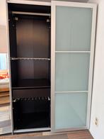 IKEA PAX Kast donker bruin met melkglazen schuifdeuren., Ophalen, Gebruikt, 200 cm of meer, 150 tot 200 cm