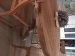 ronde tafel 1.50m met 5 stoelen - oud reclaimed teak, Ophalen, Robuuste landelijke Hoffz Aura grof reliëf railway oud teakhout