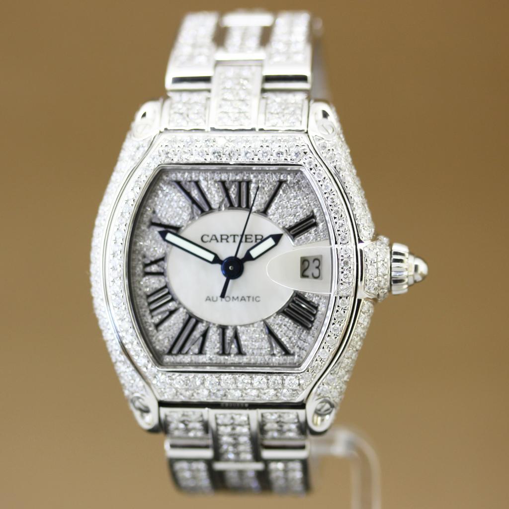 Cartier Roadster 2510 Staal Ice Out, Sieraden, Tassen en Uiterlijk, Horloges | Heren, Overige merken, Staal, Gebruikt, Staal