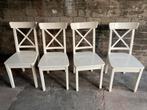 4 witte houten ikea stoelen, Huis en Inrichting, Stoelen, Ophalen, Gebruikt, Wit, Vier