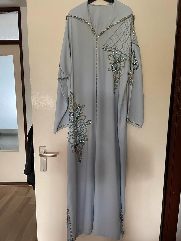 Mooie Marokkaanse Jelleba, Kleding | Dames, Jurken, Zo goed als nieuw, Maat 38/40 (M), Blauw, Onder de knie, Ophalen of Verzenden