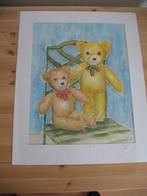 Aquarel Teddy Beer Gesigneerd W.V...., Ophalen of Verzenden
