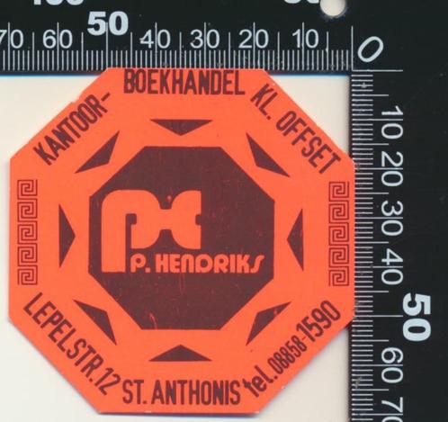 Sticker: Hendriks Kantoorboekhandel - Sint Anthonis (2), Verzamelen, Stickers, Zo goed als nieuw, Bedrijf of Vereniging, Ophalen of Verzenden