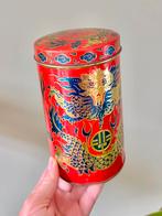 Vintage Chinees rood blik met gouden draken, Verzamelen, Blikken, Ophalen of Verzenden, Gebruikt