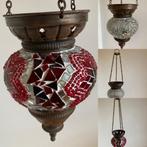 2 Oosterse mozaïek glas steentjes hanglampjes aan ketting, Huis en Inrichting, Lampen | Hanglampen, 50 tot 75 cm, Ophalen of Verzenden