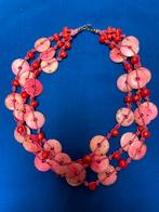 Ketting met roze en rode kralen, Ophalen of Verzenden, Zo goed als nieuw, Steen of Mineraal, Roze