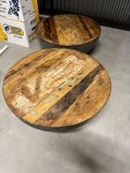 2x Industriële ronde salontafel, Huis en Inrichting, Tafels | Salontafels, 50 tot 100 cm, Rond, Ophalen of Verzenden, Metaal