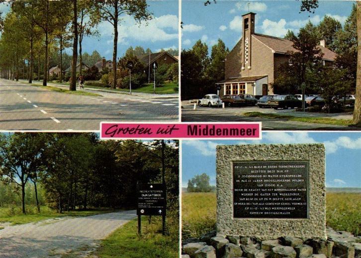 Groeten uit Middenmeer - 4 afb - 1978 gelopen, Verzamelen, Ansichtkaarten | Nederland, Ongelopen, Noord-Brabant, Voor 1920, Ophalen of Verzenden