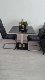 Eettafel van glas met 2 stoelen, Huis en Inrichting, Complete eetkamers, Gebruikt, Ophalen of Verzenden