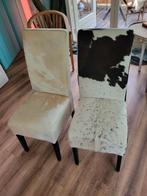 Koeienleren Eetkamerstoelen + Krukje, Ophalen, Twee, Overige kleuren, Hout