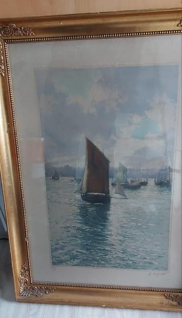 2x A. Lafitte Aquarint ets - Haven in ochtend/avond beschikbaar voor biedingen