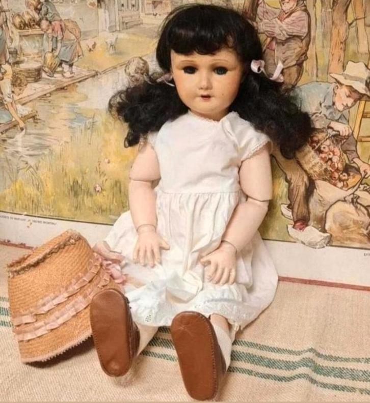 Brocante Franse pop Paris uni France, Verzamelen, Poppen, Gebruikt, Pop, Ophalen of Verzenden