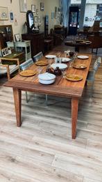 Grote teakhout eettafel massief, Ophalen, Vijf personen of meer, Rechthoekig, Teakhout