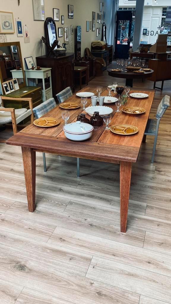 Grote teakhout eettafel massief, Huis en Inrichting, Tafels | Eettafels, Vijf personen of meer, Rechthoekig, Teakhout, Ophalen