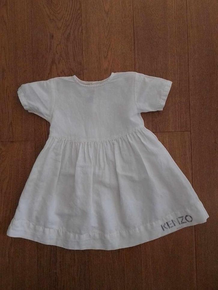 Kenzo Jungle wit jurkje linnen katoen mt. 92 Nu 10 euro!, Kinderen en Baby's, Kinderkleding | Maat 92, Zo goed als nieuw, Meisje