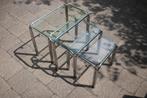Chrome nest tafeltjes met glazen blad, Ophalen of Verzenden, Huis en Inrichting
