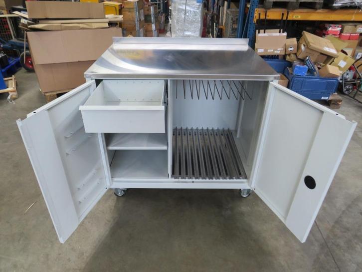 mobiele werkbank werkplaatskast met rvs werkblad lade vak, Doe-het-zelf en Verbouw, Werkbanken, Zo goed als nieuw, 70 tot 120 cm