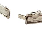 Zilveren bangle, slavenband, met ruitmotief, b 12 mm, Verzenden, Nynkegardenier.nl, Zo goed als nieuw, Zilver