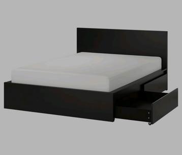 Malm bed IKEA zwart/bruin met matras. Zsm ophalen. beschikbaar voor biedingen