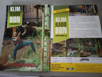 2 KLIM kadobonnen van CORONEL voor 1,5 uur indoor klimmen beschikbaar voor biedingen