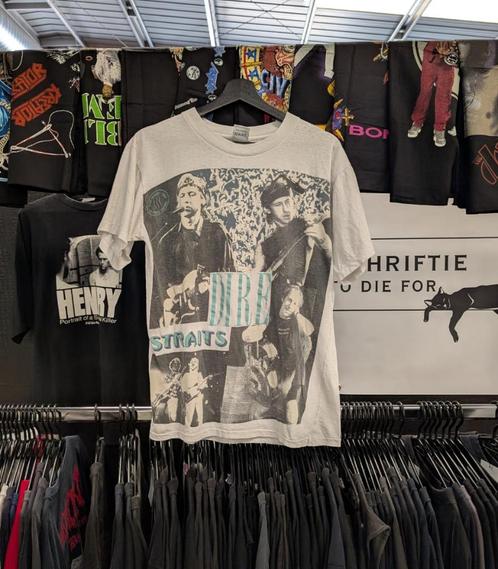 90s vintage Dire Strait Single stitch very rare graphic doub, Kleding | Heren, T-shirts, Zo goed als nieuw, Maat 48/50 (M), Wit