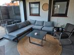 Aluminium Loungeset met lichtgrijze kussens, Ophalen, 5 zitplaatsen, Gebruikt, Bank