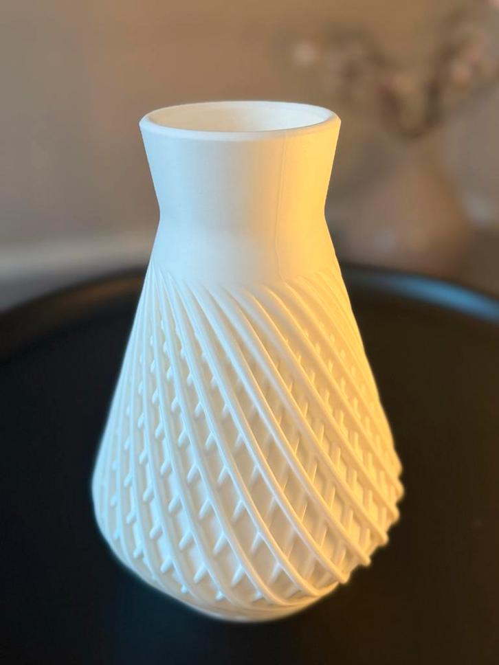 Witte 3D Geprinte Vaas, Huis en Inrichting, Woonaccessoires | Vazen, Nieuw, Wit, Minder dan 50 cm, Kunststof, Ophalen