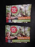 Kortingsbonnen dierenpark Amersfoort Entree 2 stuks 25procen, Tickets en Kaartjes, Drie personen of meer, Kortingsbon, Overige typen