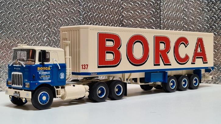 Tekno 72225 Borca Mack met oplegger, Hobby en Vrije tijd, Modelauto's | 1:50, Nieuw, Bus of Vrachtwagen, Tekno, Ophalen of Verzenden