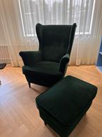 Ikea Strandmon Fauteuil + Voetenbank, Ophalen, Zo goed als nieuw, Stof, 75 tot 100 cm