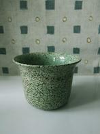 Vintage zeegroene bloempot met bruine spikkeltjes/ 9,5 cm hg, Ophalen of Verzenden