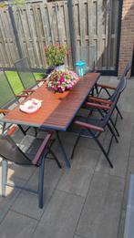 Tuinset met tafel en 6 verstelbare stoelen, Tuin en Terras, Ophalen, Gebruikt, 6 zitplaatsen, Aluminium