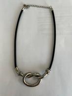 Ketting met zilver kleurige knoop zwart koord en verstelbaar, Overige materialen, Verstelbaar, Zwart, Ophalen of Verzenden