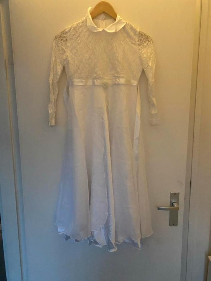 Witte kinder trouwjurk maat 134, Kinderen en Baby's, Carnavalskleding en Verkleedspullen, Zo goed als nieuw, Meisje, 134 t/m 140